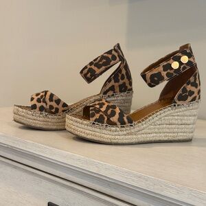 Franco Sarto Leopard Print Wedge Sandals